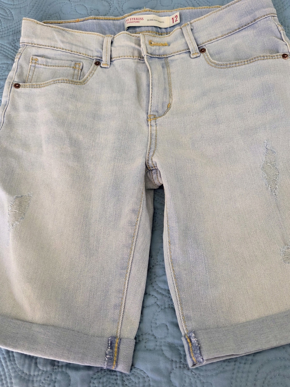 Levi's Light Blue Rolled-Hem Denim Shorts